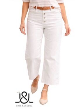 26W Love & Legend Cotton Button Fly Wide Leg Ankle Jeans, New With Tags